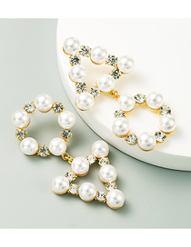 Fashion White Alloy Triangle Pearl Earrings