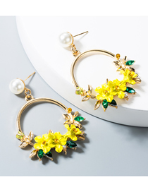 Fashion Yellow Clay Flower Pearl Earrings