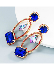 Fashion Blue Diamond And Crystal Geometric Stud Earrings