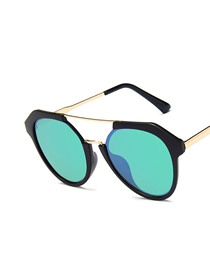 Fashion Green Water Silver Color Irregular Large Frame Sunglasses