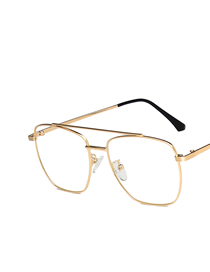 Fashion Gold Color Color Double Beam Irregular Flat Glossy Glasses Frame