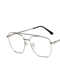 Fashion Silver Color White Double Beam Irregular Flat Glossy Glasses Frame