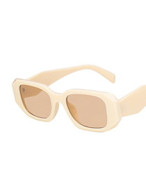 Fashion Milan White Light Tea Irregular Thick Side Square Sunglasses