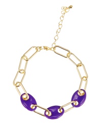 Fashion Purple Copper Drip Oil Nose Thick Chain Bracelet