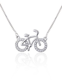 Fashion Platter Zirconium Copper Plated Bicycle Necklace