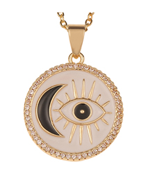 Fashion Black Copper Gold Droplet Moon Eye Necklace