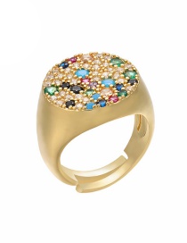 Fashion Gold Color Mixed Color Micro-set Round Open Ring