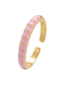 Fashion Pink Oil Dripping Round Open Ring
