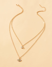 Fashion Gold Color Diamond Eye Double Layer Necklace