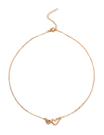 Fashion Gold Color Diamond Double Love Necklace