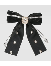 Fashion Black Pearl And Diamond Bow Hairpin