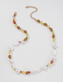 Fashion Color Alloy Heterosexual Pearl Rice Bead Necklace