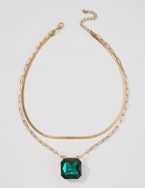 Fashion Gold Color Square Rhinestone Snake Bone Chain Necklace