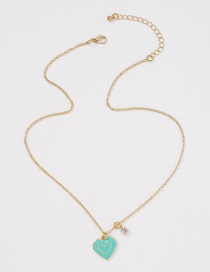 Fashion Blue Alloy Imitation Diamond Drop Oil Love Necklace