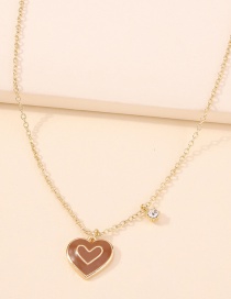 Fashion Gold Color Alloy Imitation Diamond Drop Oil Love Necklace