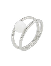 Fashion White Geometric Bead Double Ring