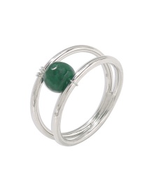 Fashion Green Geometric Bead Double Ring