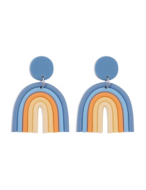 Fashion Blue+yellow Contrasting Color Soft Clay U-shaped Alloy Earrings