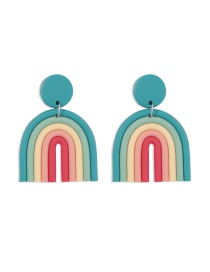 Fashion Red+green Contrasting Color Soft Clay U-shaped Alloy Earrings