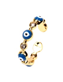 Fashion Blue Zircon Geometry Eye Ring