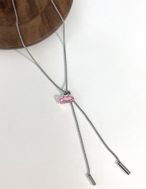Fashion Peach Pollen Diamond Necklace Diamond Peach Blossom Chain Necklace