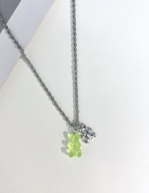 Fashion Green Bear Thin Chain Cartoon Bear Necklace
