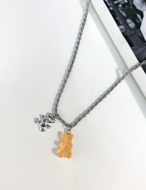 Fashion Orange Bear Pearl Cartoon Bear Necklace