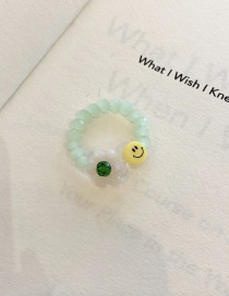 Fashion Single Circle Milky White Flower Flower Smiley Beaded Ring