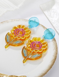 Fashion Yellow Sunflower Earrings Acrylic Sunflower Stud Earrings