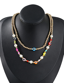 Fashion Two-piece Set Alloy Resin Pearl Eye Bead Necklace Set