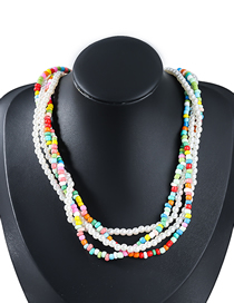 Fashion Color Alloy Resin Pearl Multi-layer Necklace
