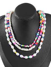 Fashion Three-piece Alloy Resin Soft Pottery Pearl Necklace Set