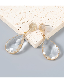 Fashion White Alloy Inlaid Acrylic Water Drip Earrings