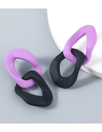 Fashion Purple Alloy Resin Multi-layer Geometric Earrings