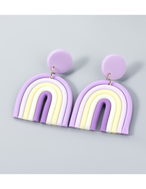 Fashion Purple Alloy Soft Pottery Rainbow Earrings