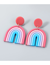 Fashion Red-blue Alloy Soft Pottery Rainbow Earrings
