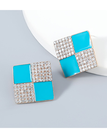 Fashion Blue Alloy Drip Drilling Rings Earrings