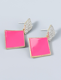 Fashion Rose Red Alloy Drip Drilling Rings Earrings