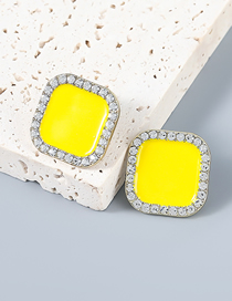 Fashion Yellow Alloy Drip Drilling Side Earrings