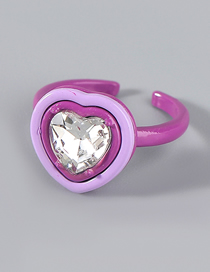 Fashion Purple Alloy Inlaid Acrylic Heart-shaped Ring