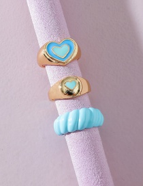 Fashion Blue Drop Oil Thread Love Ring Set