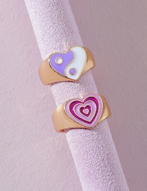 Fashion Purple Oil Drop Double Contrast Color Heart-shaped Tai Chi Ring
