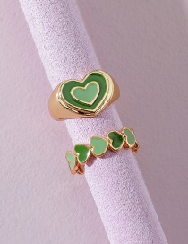 Fashion Green Peach Heart Drop Oil Ring Set