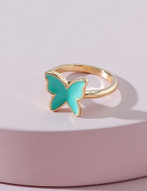 Fashion Green Dripping Butterfly Ring