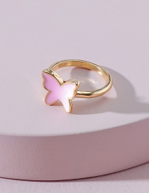 Fashion Pink Dripping Butterfly Ring