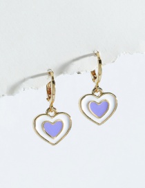 Fashion Purple Double Drop Nectarine Heart Ear Ring