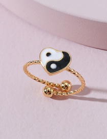Fashion Black Drop Nectarine Heart Gossip Ring