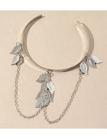 Fashion Silver Color Metal Leaf Tassel Armband