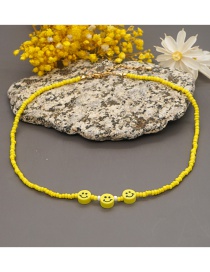 Fashion Yellow Suebito Smiley Rice Bead Chain Necklace