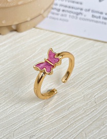 Fashion Rose Red Dripping Butterfly Ring